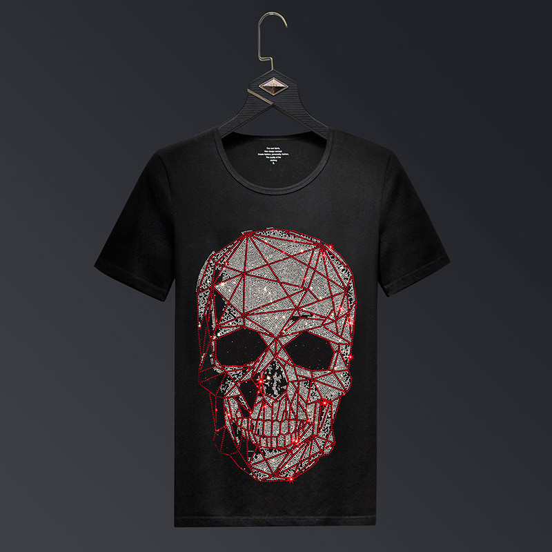Streetwear Brand Clothing - PLUS ขนาด 2025 แฟชั่น Skull Rhinestones