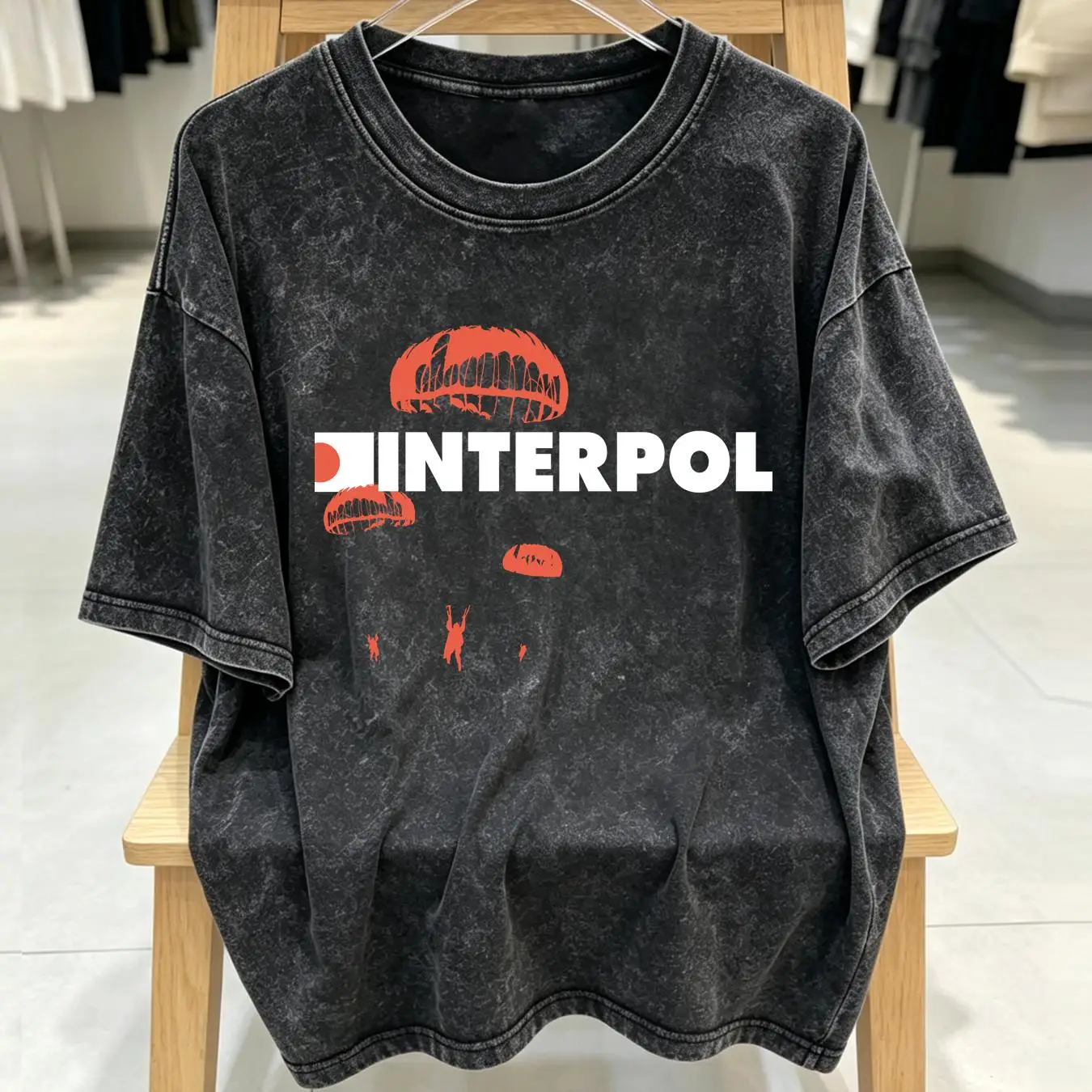 Streetwear Brand Vintage - เสื้อยืดฟอก Interpol วงร็อก ผ้าฝ้าย สีดำ ของใหม่