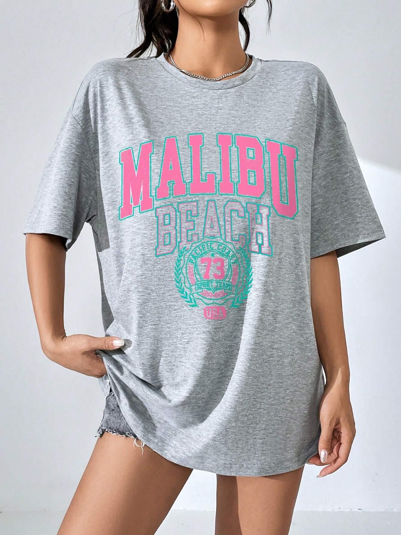 Malibu Beach Letter พิมพ์ผู้หญ - Streetwear Brand Clothing บทวิจารณ์และราคา