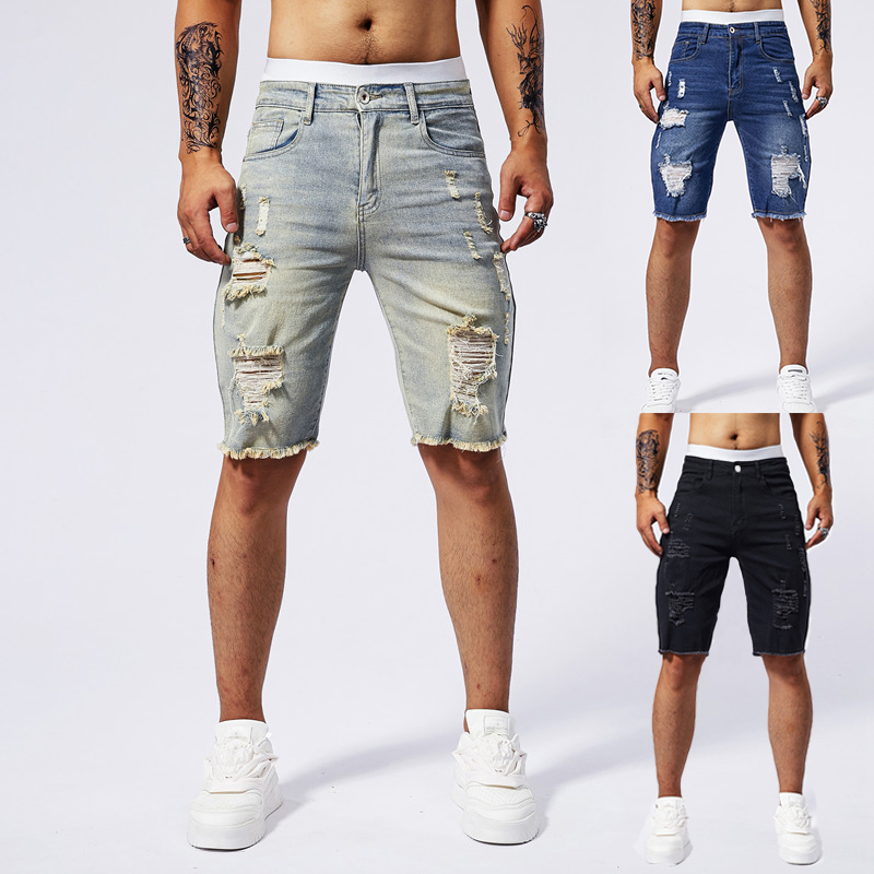 2025 ฤดูร้อนใหม่ผู้ชาย Ripped  - Streetwear Brand Denim บทวิจารณ์และราคา